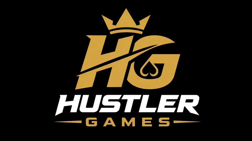 Hustler Games logo: gold crown over HG monogram